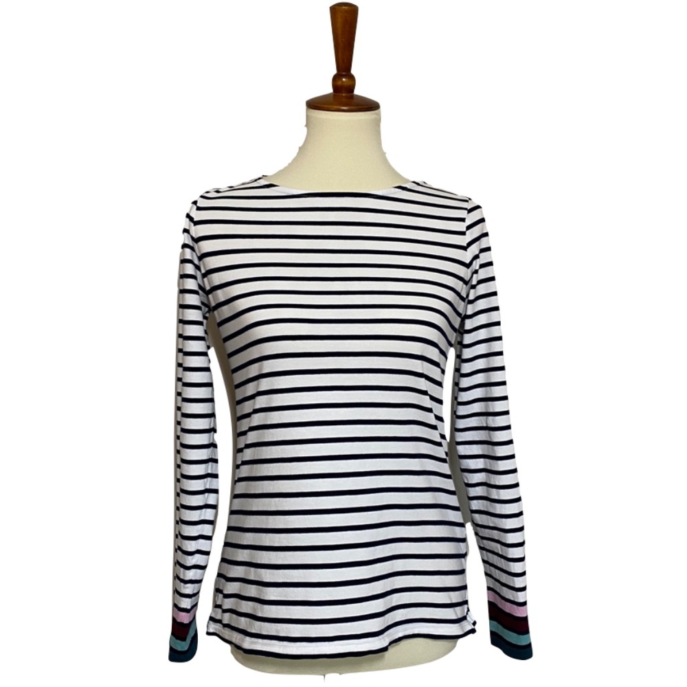 Boden Black and White Stripes Ahead of the Rest Long Sleeve Top Size 6